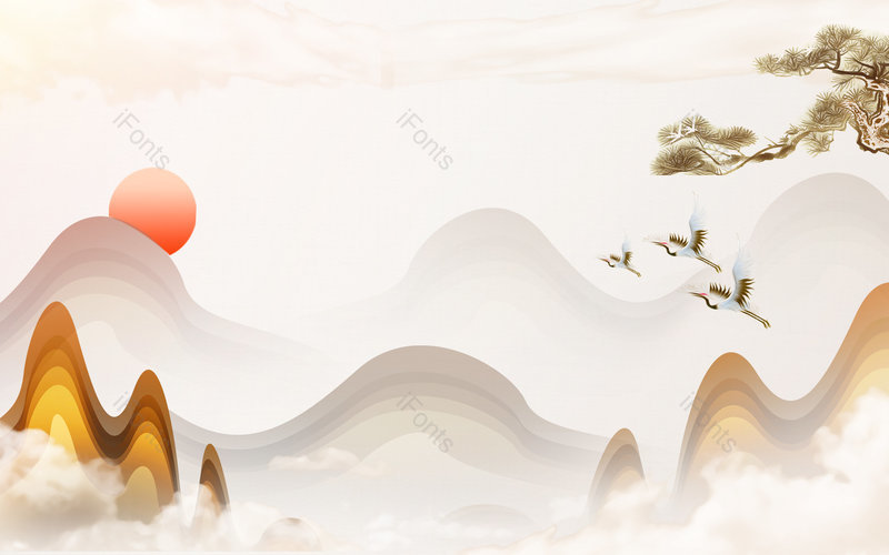 中国风唯美意境山水装饰背景设计,插画/手绘图,插画/手绘图库,插画/手绘图下载,插画/手绘